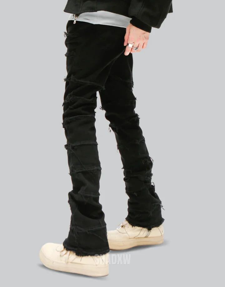 Type: Techwear pants Design: Techwear, streetwear Technical pants: This techwear pants is the perfect garment to complete your Techwear outfit. Premium quality: Reinforced seams, comfortable to wear, soft touch Materials: Denim Fit: Slim fit Machine washable: 30 °C (86 °F) Size(cm | in) Waist Hip Length S 73 l 28.8 96 l 37.8 105 l 41.3 M 75 l 29.5 100 l 39.3 107 l 42.1 L 78 l 30.7 102 l 40.1 109 l 42.9 XL 81 l 31.8 104 l 40.9 111 l 43.7 2XL 84 l 33 106 l 41.7 113 l 44.5 3XL 85 l 33.5 108 l 42.5 Stretch Straight Leg Grunge Pants, Stretch Grunge Bottoms For Streetwear, Grunge Streetwear Bottoms With Zip Fly, Winter Streetwear Jeans With Zip Fly, Edgy Winter Bottoms With Zip Fly, Stretch Cargo Pants For Winter Streetwear, Winter Techwear Stretch Bottoms, Edgy Streetwear Full Length Pants, Edgy Streetwear Pants