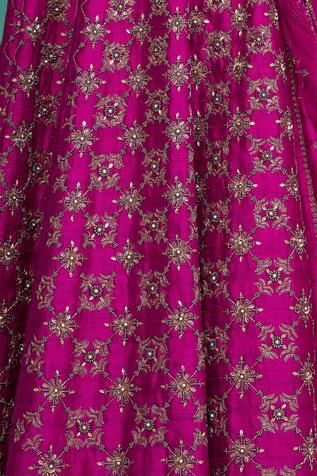 Magenta embroidered lehenga in metallic thread, glass beads and pearl work. Paired with an floral embroidered blouse and dupatta.
Components:3
Pattern:Hand embroidered
Type of Work:Metallic thread work, Glass beads, Sequins, Cutdana work
Neckline:Sweetheart
Sleeve Length:Short sleeves
Fabric:Raw silk, Net
Color:Pink
Other Details:
Bead work cuff blouse
Tie up back blouse
Occasion:Wedding, Reception - Aza Fashions Traditional Embellished Pre-draped Saree In Raw Silk, Traditional Embellished Raw Silk Pre-draped Saree, Traditional Embellished Pre-draped Raw Silk Saree, Unstitched Lehenga With Motifs For Reception, Embellished Raw Silk Set For Reception, Wedding Raw Silk Sets With Motifs, Raw Silk Wedding Sets With Motifs, Wedding Sets In Raw Silk With Motifs, Wedding Sets With Motifs In Raw Silk