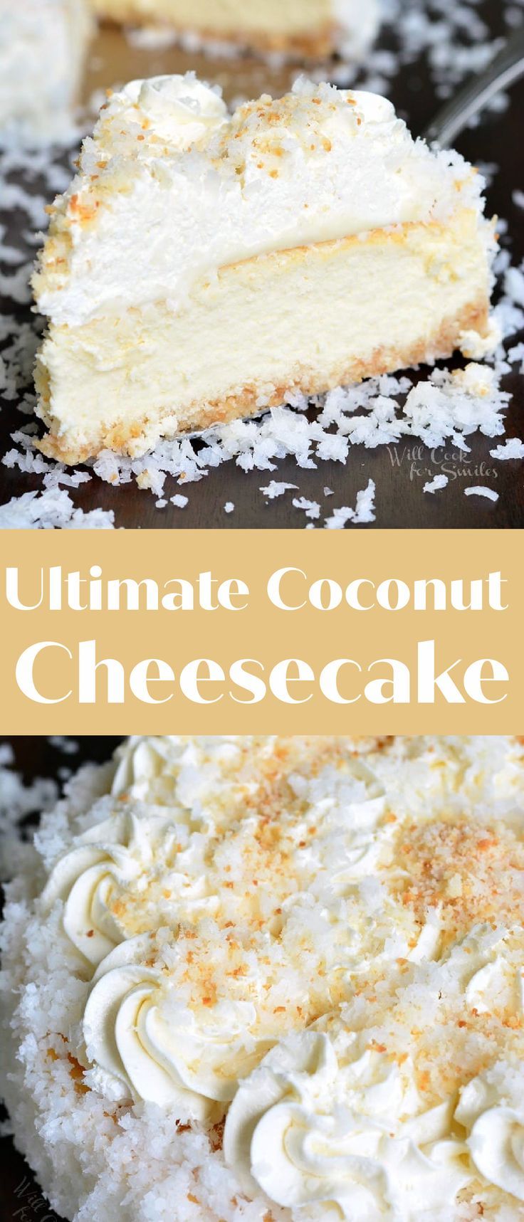 the ultimate coconut cheesecake is ready to be eaten