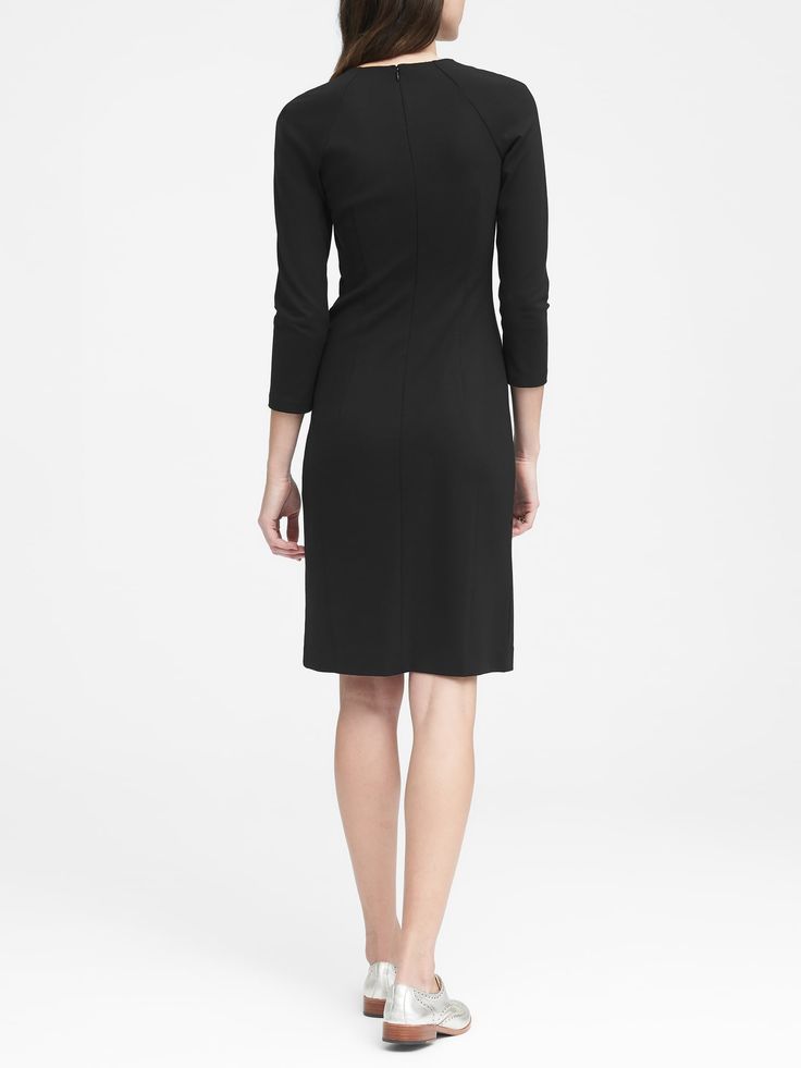 product photo Flattering Stretch Dress For Work, Office Stretch Elastane Dress, Flattering Stretch Office Dress, Knee-length Elastane Dress For Fall, Flattering Stretch Dresses For Office, Classic Stretch Dresses, Flattering Workwear Dresses With Back Zipper, Classic Fitted Midi Dress With Back Zipper, Bodycon Work Dress With Back Zipper