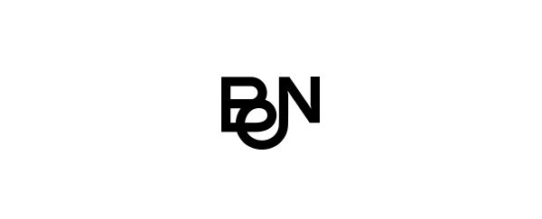 the letter bn is made up of two letters, one in black and white