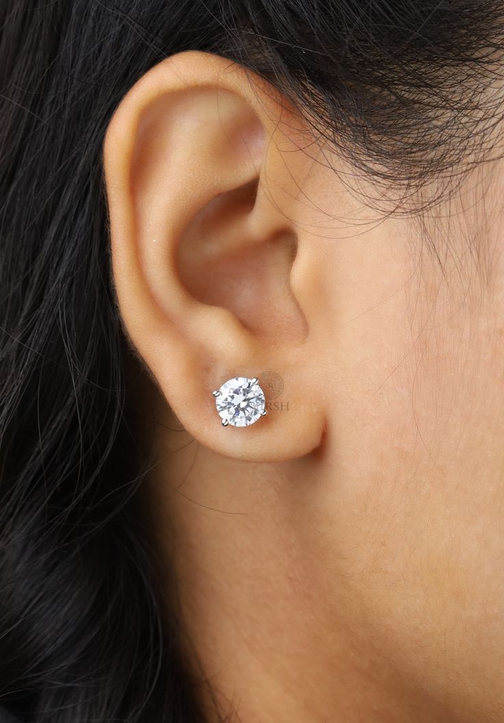 Everyday Earrings Simple Classy, Bridesmaid Earrings Studs, Solitaire Diamond Earrings, Everyday Earrings Simple, Wedding Jewelry Silver, Round Cut Diamond Earrings, Jewelry Silver Earrings, Diamond Solitaire Earrings, Silver Wedding Jewelry