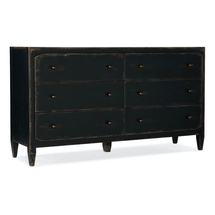 FRENCH MARKET DRESSER: ANTIQUE BLACK Hooker Furniture Bedroom, Extra Wide Dresser, Black Drawers, Wide Dresser, Dresser Furniture, Six Drawer Dresser, European Farmhouse, Small Farmhouse, Bedroom Chest