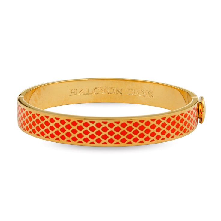 Halcyon Days Salamander Enamel Bangle, Orange Orange Salamander, Halcyon Days, Gold Plated Bangles, Enamel Bangle, Hinged Bracelet, Enamel Bracelet, Fine Jewelry Bracelets, Hinged Bangle, Cartier Love Bracelet