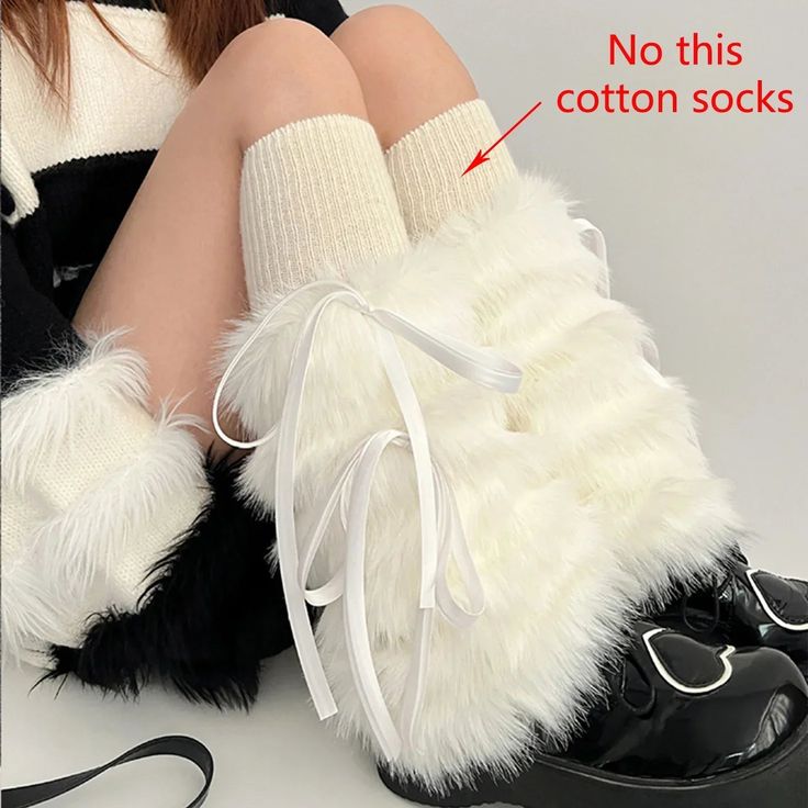 SPECIFICATIONS Material: AcrylicPattern Type: SolidGender: WOMENItem Type: Leg WarmersName: Bow fur leg warmerspackage: 1*pair of leg warmersSize: 40cm/30cmUse for: new year's gift,boots socks,cosplay,y2k,lolita,Japanese JKMaterial: furColor: black,whitestyle: Jk lolita,Japanese,y2k,Harajuku Item Type: Japanese jk Bow leg warms, boots socks Material: Fur Size: 40cm Color: white,black Package List: 1 * pair leg socks Suitable : winter boots socks,cosplay,Jk lolita, JK clothing accessories, Japanese pile socks Note: 1. The actual color maybe a little different from the picture. 2. Due to manual measurement, the size of the product may have 1-2cm difference. Diy Fur Leg Warmers, Black Leg Warmers, Fur Leg Warmers, Leggings Boots, Bow Legged, Leg Warmer, Diy Things, Women Leggings, Gothic Punk