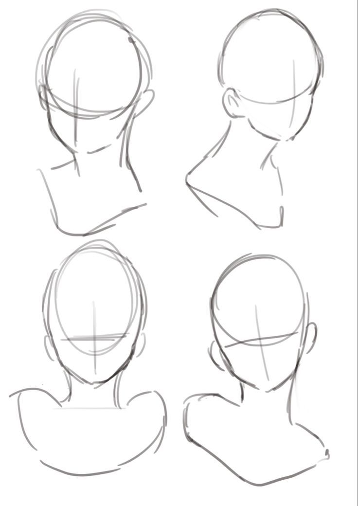 how to draw the head and shoulders of a woman in different positions, from front to back