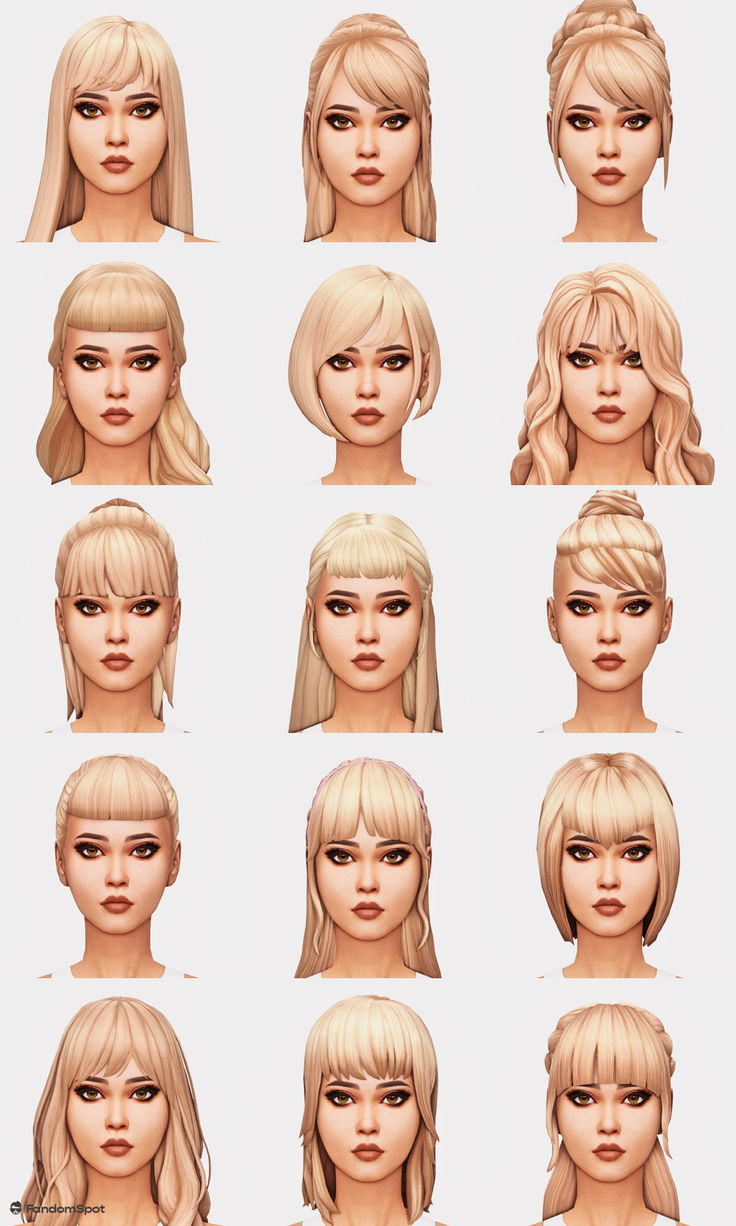 many different types of blonde hair are shown in this image, including the head and shoulders