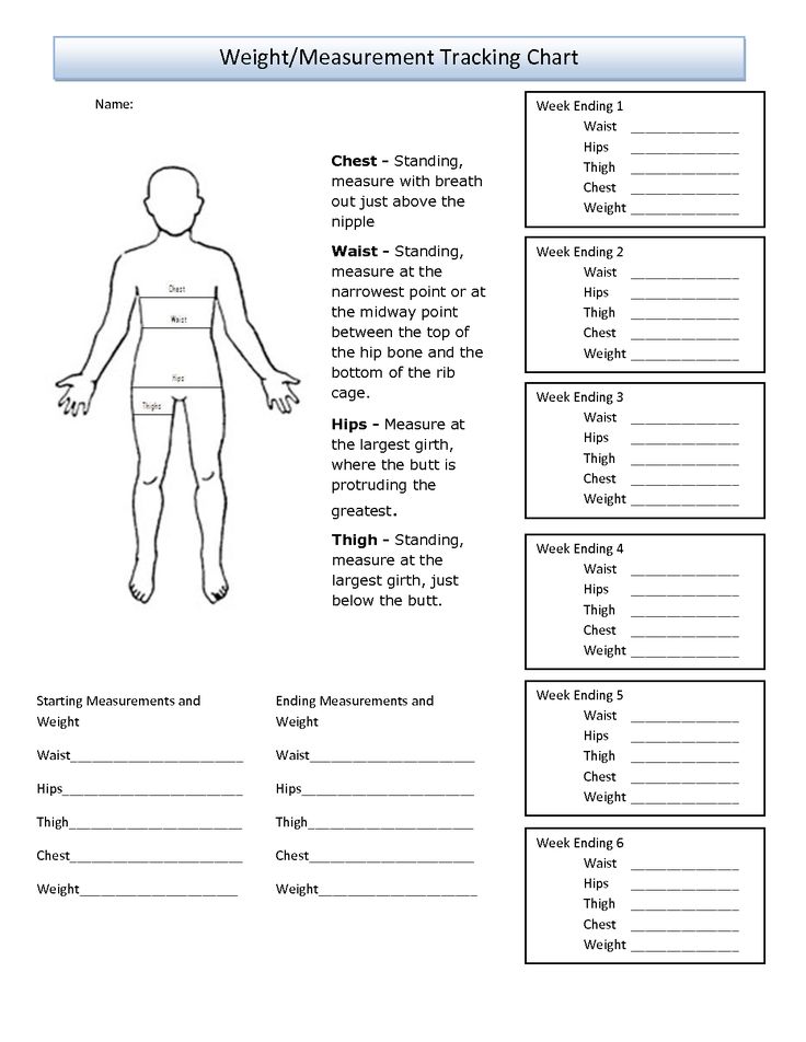 the worksheet for weight and measurement tracking chart with measurements on it's side