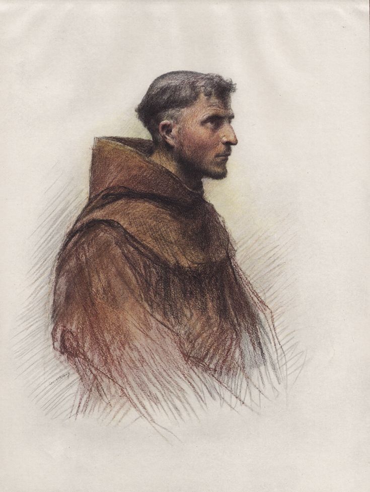 a drawing of a man wearing a brown coat and standing in front of a white background