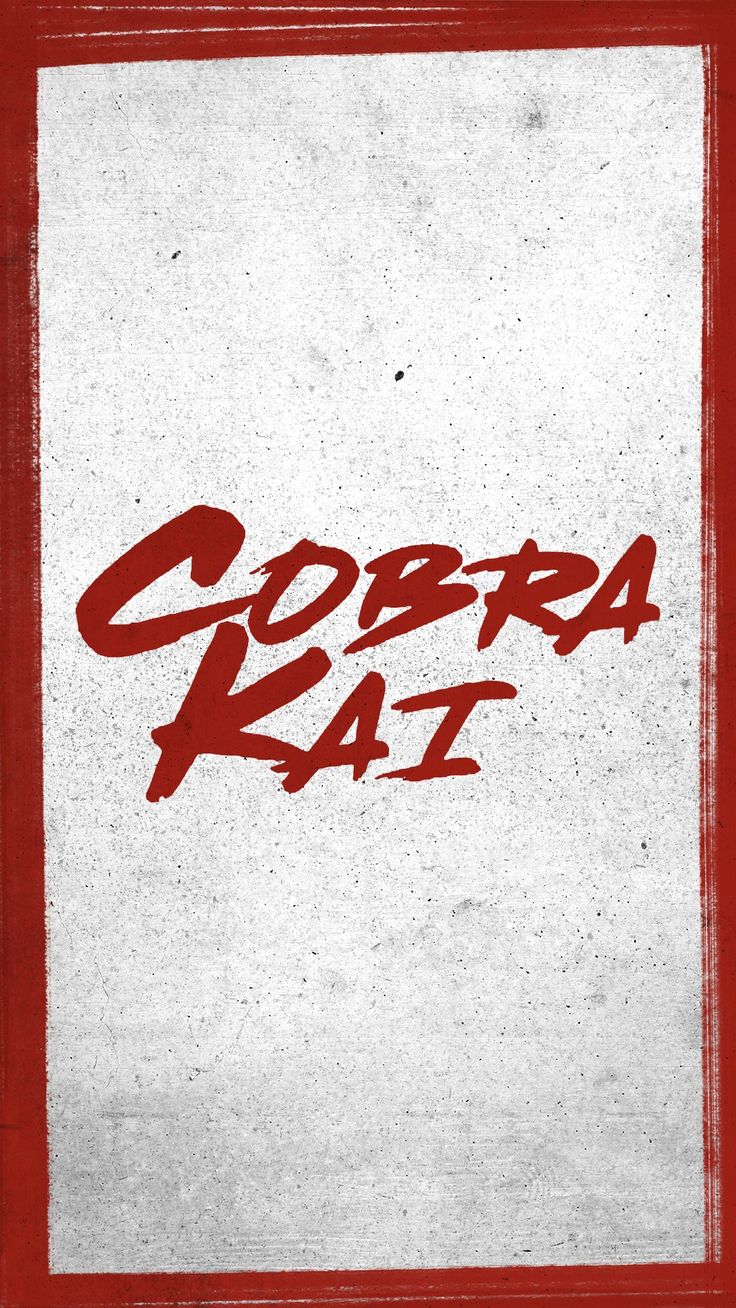 a red and white poster with the words cobra kaz written in black on it