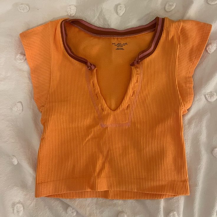 Brand New With Tags! Super Cute And Soft, Just Never Worn. Cropped Length For A Tall Torso. Xs/S But Fits A Medium As Well. Cheap Cotton Crop Top From Urban Outfitters, Cheap Urban Outfitters Crop Tank Top, Out From Under Top, Peach Crop Top, Orange Tops, Sheer Crop Top, Sublimation Ideas, Corset Style Tops, Bralette Crop Top