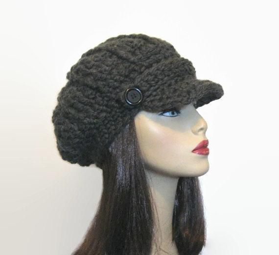 This is made to order. r. I crocheted this cap with Chunky charcoal grey yarn. It has a slight slouch. It will fit most teen or adult heads. Buttons may vary depending on availability. If you would like a different color just let me know. Some of the other colors I have are black, black tweed, brown, brown tweed, oatmeal tweed, taupe, gray tweed, light gray, dark purple and white. However, if you want a different color I can get whatever you like. Hand wash is recommended. Check out all my newsb Newsboy Hat Crochet, Gray Hat, Gray Cap, Newsboy Hat, Grey Hat, Brown Tweed, Visor Hat, Grey Tweed, Black Tweed