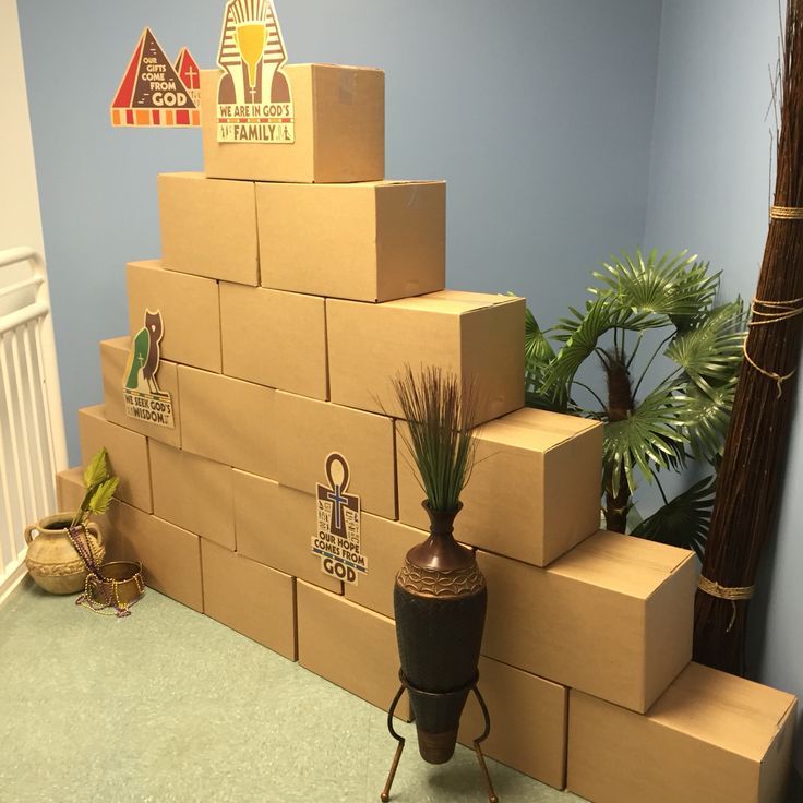 cardboard boxes stacked on top of each other