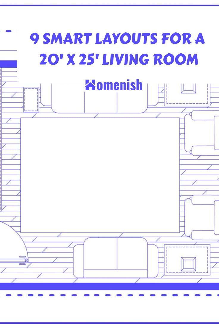 a blue and white floor plan for a living room