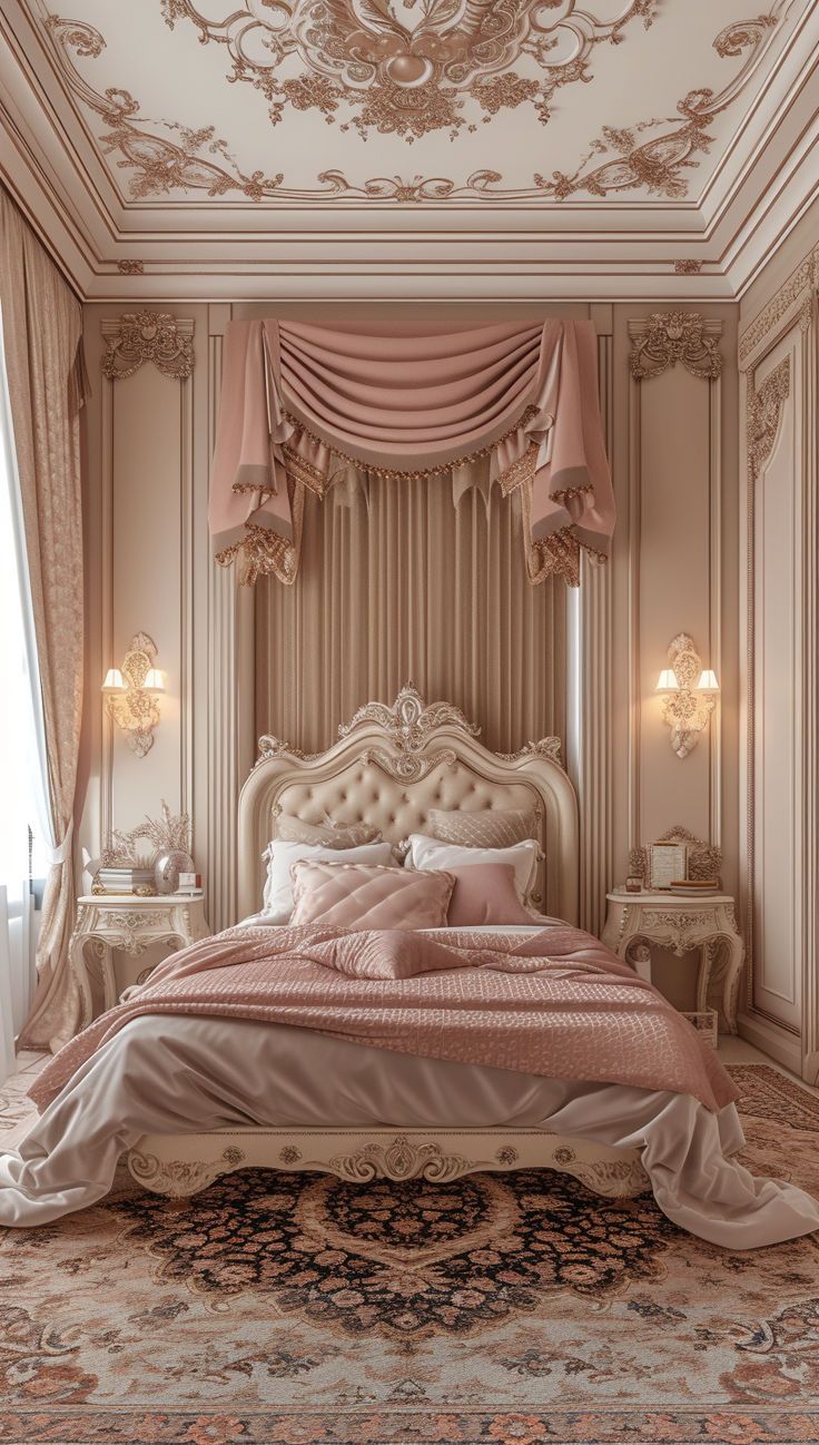 Brilliant Victorian bedroom with a modern take on classic Victorian elements Victorian Bedroom Design, Modern Victorian Bedroom, Dressers Bedroom, Bedroom Tapestry, Royal Room, Royal Bedroom, Victorian Bedroom, Princess Bedroom, Princess Room