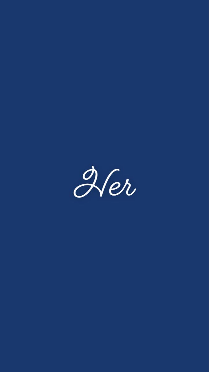 the word her written in white on a blue background