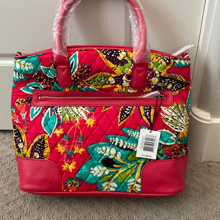 Has Removable Carrying Strap Red Spring Bag With Zipper Closure, Red Floral Print Tote Bag, Red Spring Bags For Errands, Red Bags For Spring Errands, Red Floral Print Summer Bag, Red Floral Print Shoulder Bag, Red Floral Print Bags For Daily Use, Red Floral Print Travel Bag, Red Spring Satchel Bag