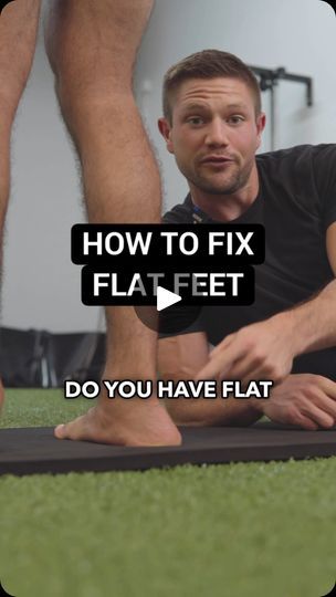 a man sitting on top of a mat with the words how to fix flat feet do you have flat feet?