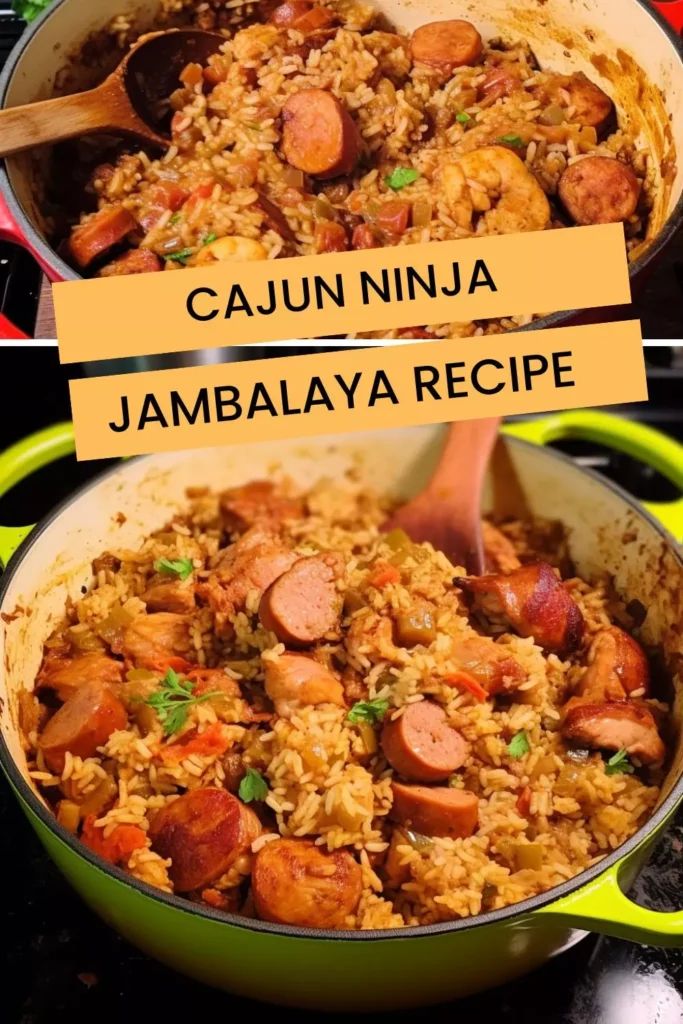 two pictures showing different types of food in the same pan, one with sausage and rice