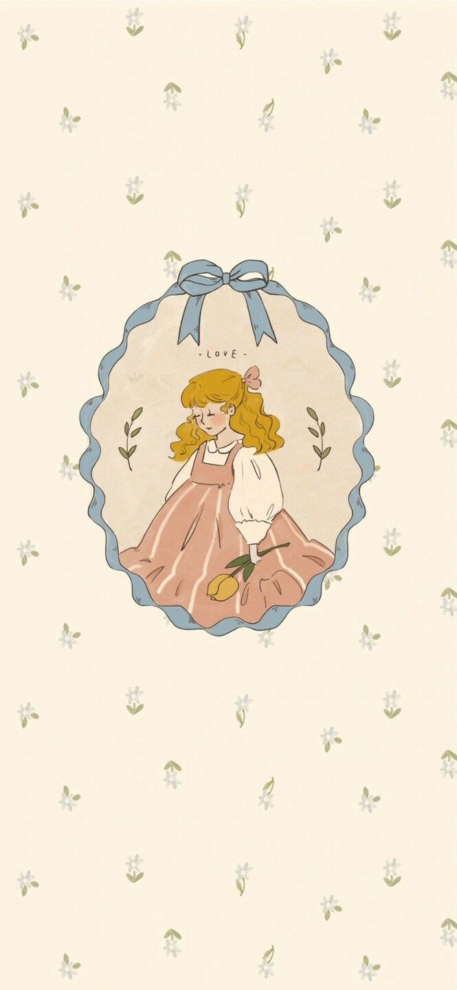 a drawing of a woman in a dress with flowers on the wall behind her is an oval frame