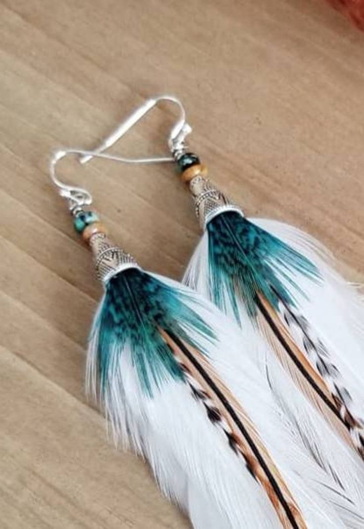 Bohemian White Tassel Earrings For Pierced Ears, White Feather Dangle Earrings, Bohemian Dangle Feather Earrings, Bohemian Dangle Earrings With Feathers, Boho Jewelry Diy, Boho Wedding Earrings, Peacock Feather Earrings, Earrings Western, Earthy Jewelry