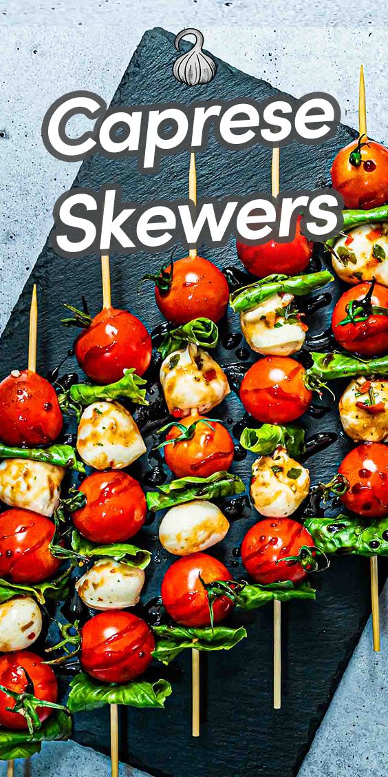 caprese skewers with tomatoes and mozzarella cheese on them are ready to be served