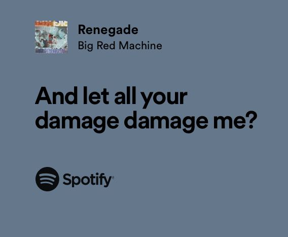 an ad for spotify with the words and let all your damage damage me?