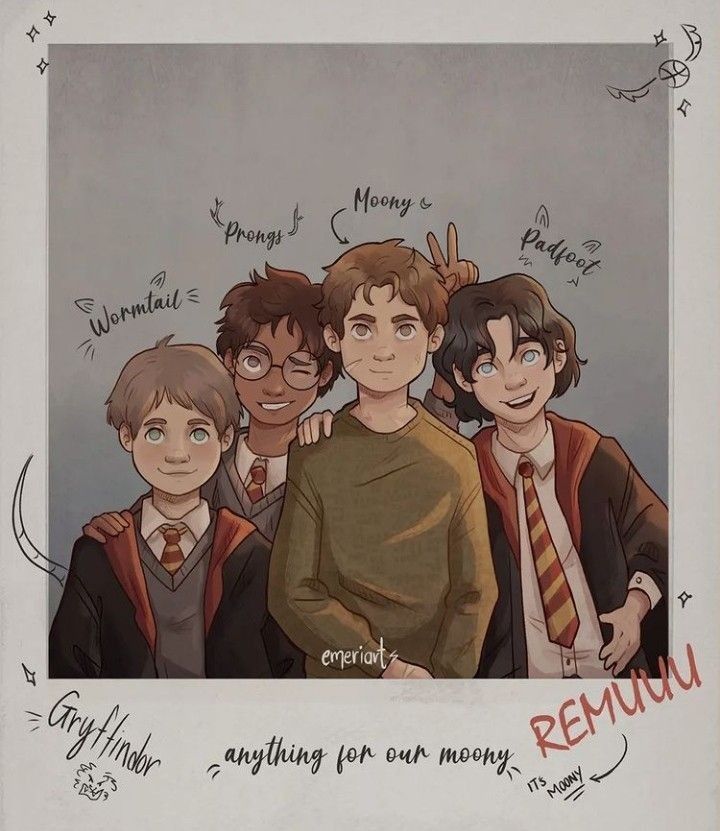 an image of some harry potters with their names on them and the words behind them