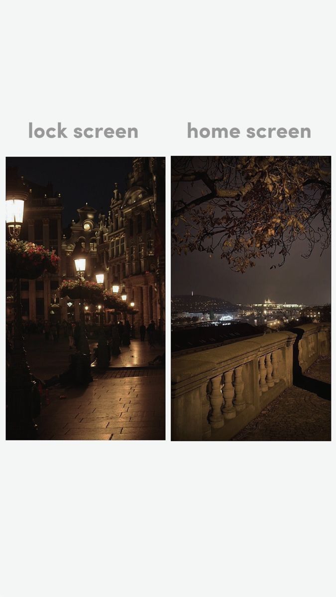 an image of a city at night with the words lock screen home screen on it