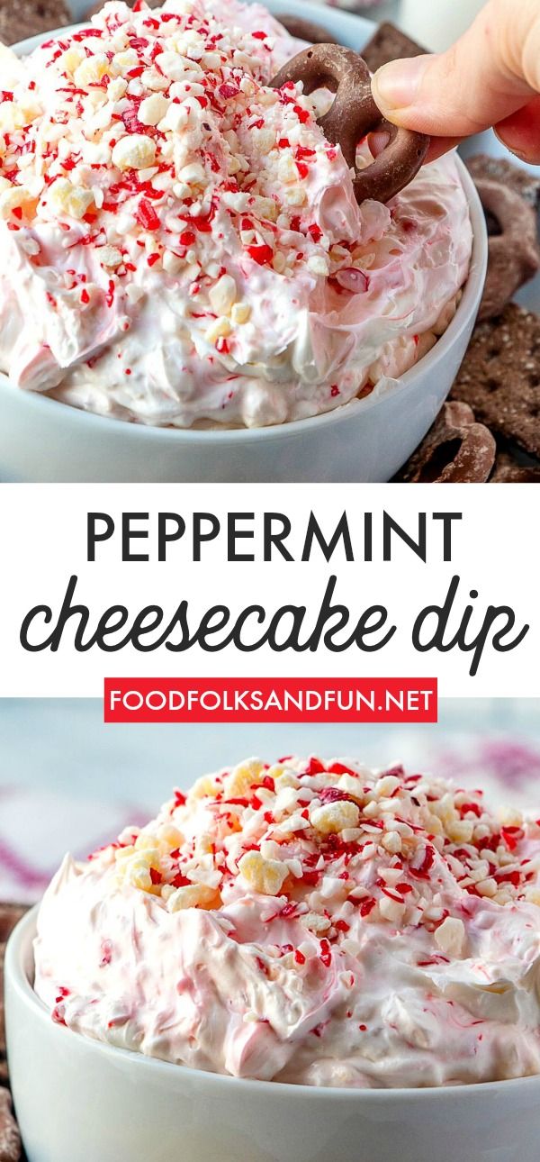 peppermint cheesecake dip in a white bowl