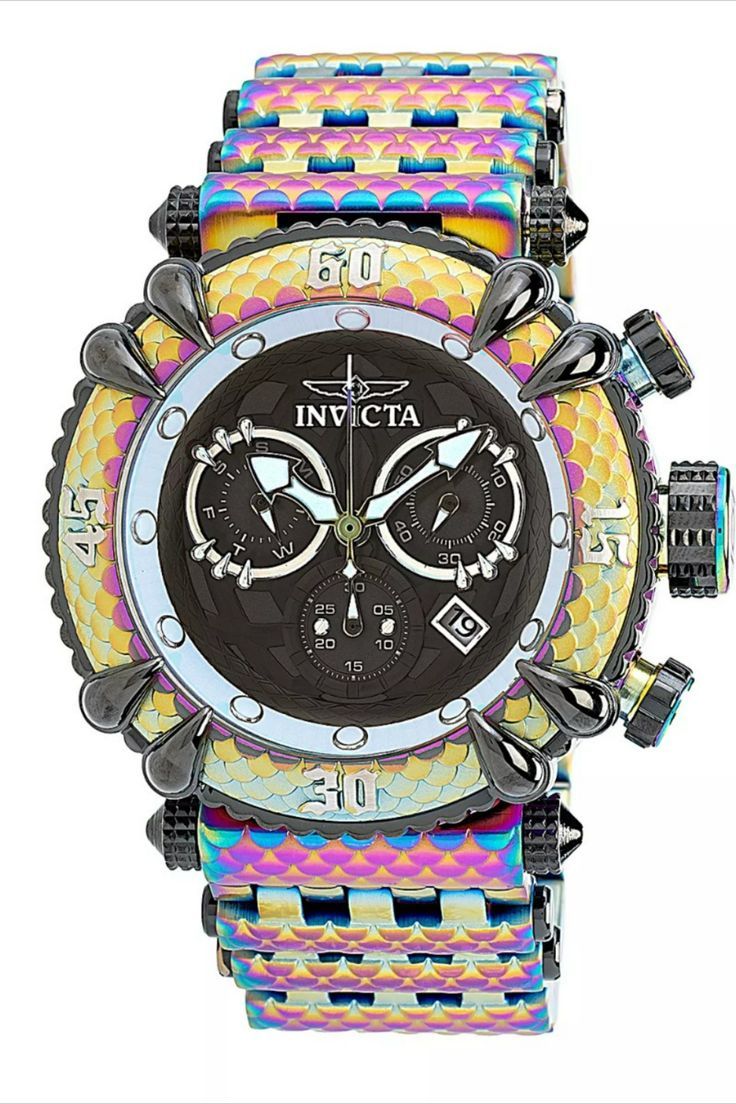 From the Subaqua Collection by Invicta this Iridescent, Men's Watch is powered by a high-quality Z60 movement. This Invicta Watch has a 52 millimeter Iridescent case, that is protected by Flame Fusion crystal. It is water-resistant up to 100 meters. Invicta Model 37565 comes with a three-year warranty from InvictaStores.com Modern Multicolor Watches With Metal Dial, Multicolor Analog Display Watch Accessories With Round Dial, Multicolor Chronograph Watch With Round Dial, Luxury Multicolor Chronograph Watches, Modern Multicolor Automatic Watches, Luxury Multicolor Chronograph Watch Accessories, Multicolor Automatic Watch Accessories, Multicolor Automatic Watch With Round Dial, Luxury Multicolor Automatic Watches