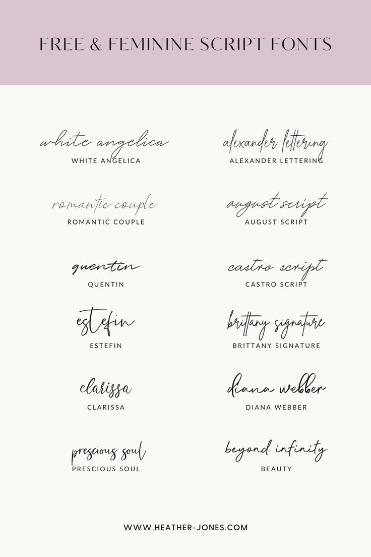 the free and feminine script font set is shown on a white background with pink accents