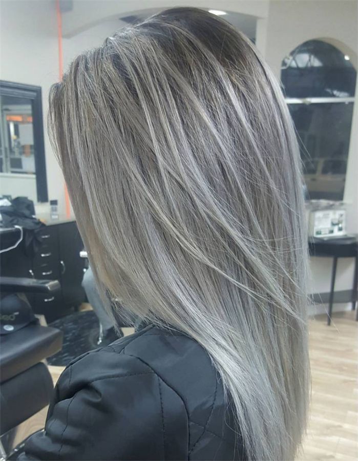 Long Grey Hair, Grey Hair Transformation, Silver Blonde Hair, Silver Hair Color, Silver Grey Hair, Silver Blonde, Blending Gray Hair, Ash Blonde Hair, Gray Hair Highlights