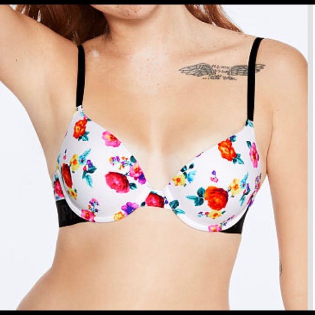 Multi Color Spring Floral Print Multicolor Bra, Multicolor Push-up Bra For Summer, Summer Yellow Bra, Yellow Summer Bra, Victoria's Secret Padded Bra, Victoria's Secret Spring Push-up Bra, Victoria's Secret Summer Padded Bra, Spring Push-up Bra, Victoria's Secret Spring Padded Bra