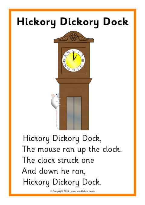 an image of a cartoon clock with words below it