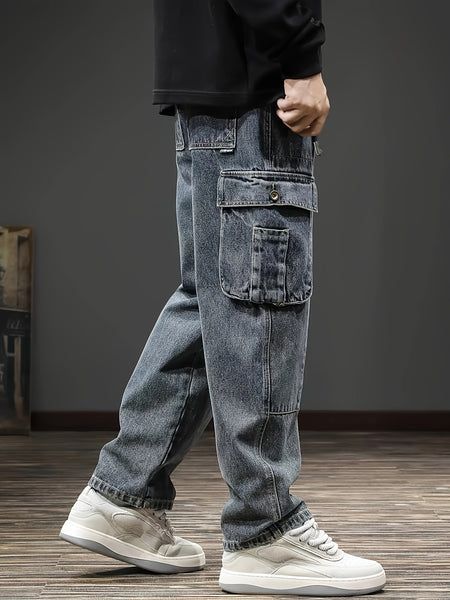 great quality and fit Best Outfit For Men, Thrifted Outfits Men, Drip Clothes, Street Style Cargo, Drip Outfits, Boys Shirts Pattern, Flap Pocket Jeans, Metal Art Wall, Overalls Men