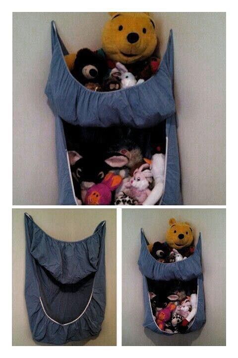 three pictures of stuffed animals in a baby crib with the top open and bottom closed