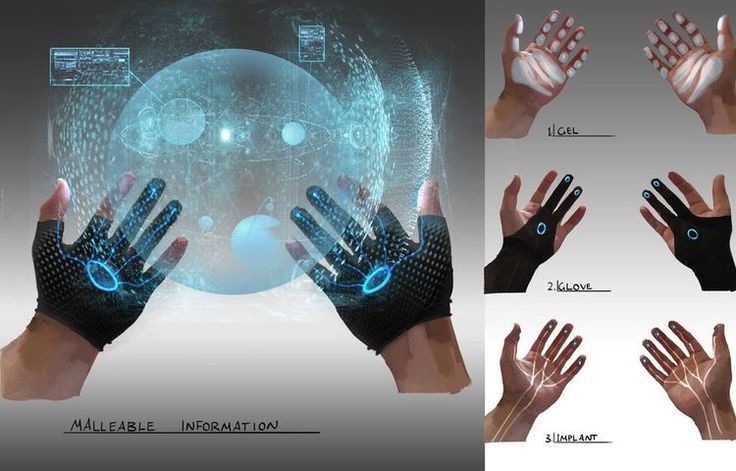 several images of hands with futuristic technology on them