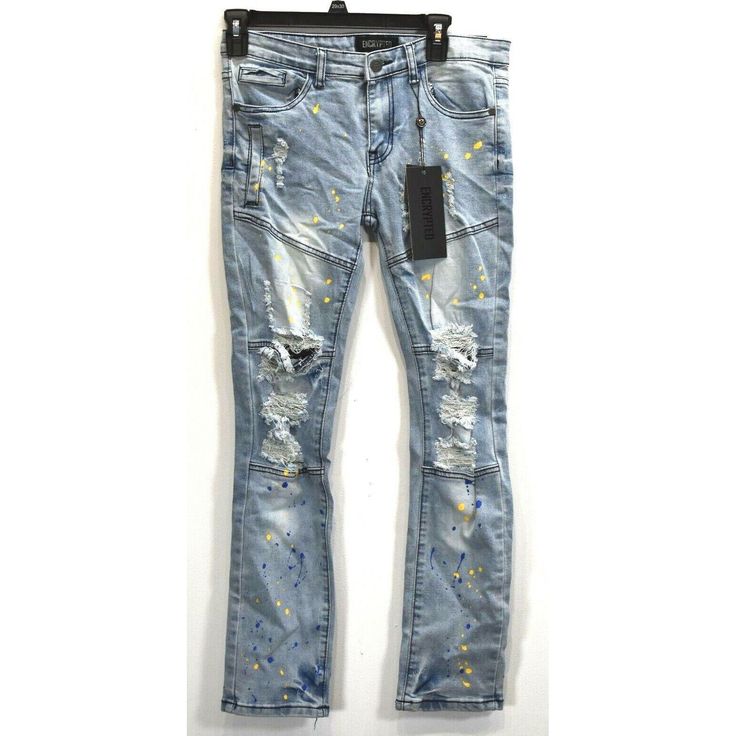 Bi-State Sales Shop Our Store Encrypted Womens Distressed Paint Splatter 5 Pocket Denim Blue Skinny Jeans 14 75% Cotton, 23% Polyester, 2% Spandex, Womens Size 14 Measurements In Inches: Sizeinseamwaist1427.515 All Measurements Are Approximate. We Are Human And Sometimes A Measurement May Be Off By A Very Small Amount. The Measurements Are Of The Item Listed. See Photos For Details About Condition, And Any Flaws The Item May Have. The Item Photographed Is The Item You Will Receive. Payment Polic Paint Splatter Straight Leg Denim Jeans, Edgy Mid-rise Blue Jeans, Edgy Blue Mid-rise Jeans, Edgy Blue Jeans, Fitted Denim Jeans With Paint Splatter, Fitted Paint Splatter Denim Jeans, Spring Streetwear Jeans With Paint Splatter, Fitted Paint Splatter Jeans, Trendy Paint Splatter Denim Jeans