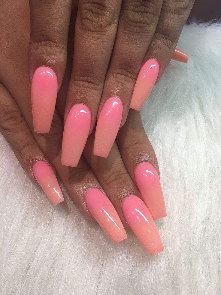 Orange Sherbet Nails, Sherbet Nails, Coral Ombre Nails, Gigi Nails, Character Nails, Elegant Touch Nails, Flamingo Nails, Unghie Sfumate, Ombré Nails