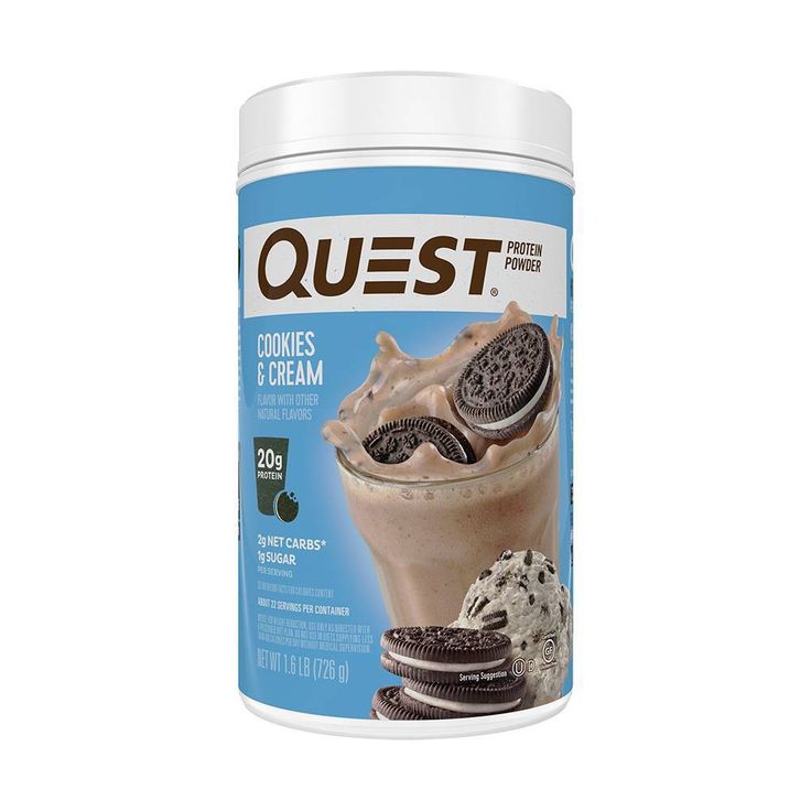 Quest Protein Powder - Cookies & Cream - 25.6oz, Adult Unisex Powder Cookies, Protein Powder Brands, Protein Powder Cookies, Quest Protein, 20g Protein, Post Workout Shake, Workout Shakes, Vanilla Milkshake, Quest Nutrition