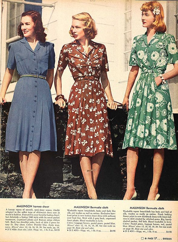 40s Mode, Rok Midi, 1940s Fashion Women, Istoria Modei, Mode Retro, Fashion 1940s, Dresses 40s, Three Women, Look Retro