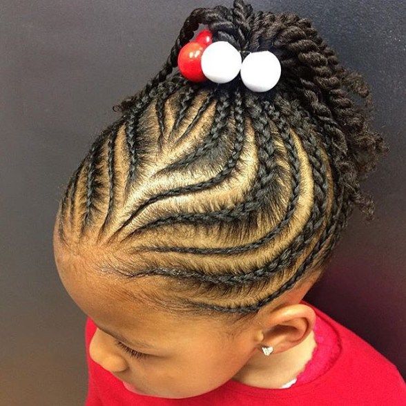 Creative Cornrows With Twisted Ponytail Beautiful Cornrows, Braid Styles For Girls, Easy Curls, Kid Hair, Lil Girl Hairstyles, Kid Braid Styles, Twist Ponytail, Girls Natural Hairstyles, Kids' Braids