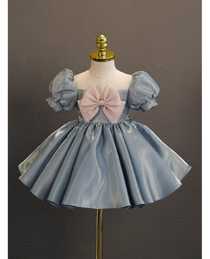 Get 10% off now! Buy super cute bubble sleeved girls party dress with bow at cheap price online. Free stable shipping and pro custom service since 2009. Solid Color Princess Dress For Party, Short Sleeve Princess Dress With Bow For Party, Fitted Princess Dress With Bow For Dress-up, Satin Princess Dress With Ruffles For Party, Fitted Princess Dress With Bow, Short Sleeve Princess Dress For Party, Solid Color Short Sleeve Princess Dress For Party, Princess Dress With Short Sleeves For Party, Princess Style Puff Sleeve Dress For Party