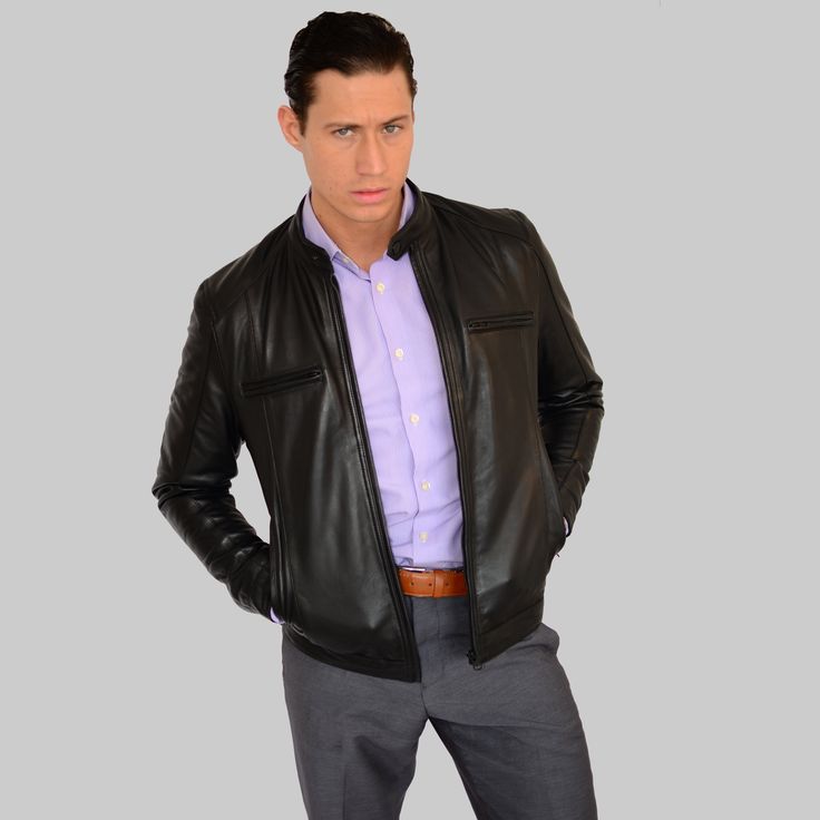 SIZE GUIDE DETAILS HAMPTON is another Sophisticated Style Bikers Jacket made to wear formal or casual - what we can call a Decent style. Wear this jacket in a rock concert or at work. Perfectly matched Criss-Cross Lining in bright colors give this jacket an unbeatable trendy look when sleeves are folded up. FEATURES Material: Shell: 100% Real Sheepskin Leather, Lining: 100% Satin Hardware: Everlasting YKK Black Polished weather resistant Buttons and Zippers providing smooth operation Standing Co Fall Season Slim Fit Semi-formal Blazer, Fitted Professional Outerwear For Office, Luxury Tailored Leather Jacket With Long Sleeves, Tailored Luxury Leather Jacket With Long Sleeves, Luxury Leather Jacket Long Sleeve For Semi-formal, Luxury Leather Jacket With Long Sleeves For Semi-formal Occasions, Slim Fit Fall Outerwear For Office, Fall Slim Fit Outerwear For Office, Luxury Long Sleeve Leather Jacket For Semi-formal Occasions