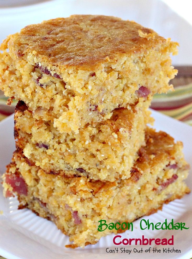 two pieces of cornbread are stacked on top of each other