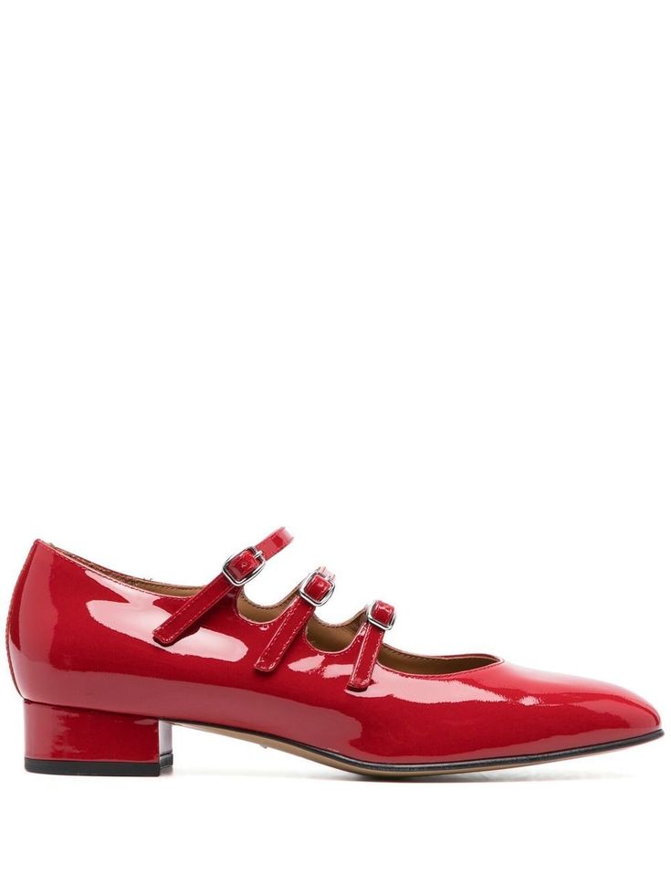 Blood red, calfskin, shiny finish, buckle closure, logo insole and low block heel. This item is in size 39 and the color is Red Patent Leather Mary Janes, Carel Paris, Mary Jane Ballet Flats, Patent Leather Ballet Flats, Womens Ballet Flats, Strap Pumps, Ballerina Shoes, Blood Red, Leather Mary Janes