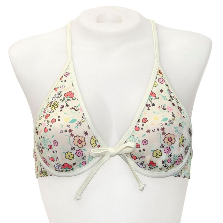 Little Blossoms Underwire Tie Back - Loco Boutique Summer Halter Top With Built-in Bra And T-back, Adjustable Halter Top With Built-in Bra For Summer, Floral Print Triangle Halter Top For Beach Season, Summer Halter Top With Built-in Bra And Adjustable Fit, Summer Underwire Swimwear With Adjustable Straps, Triangle Top Bra With Built-in Bra For Beach Season, Spring Floral Print Halter Top For Swimming, Strappy Tie-back Swimwear For Spring, Spring Swimwear With Adjustable Straps And Underwire