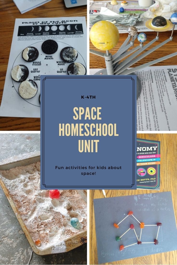 the space homeschool unit is full of fun activities