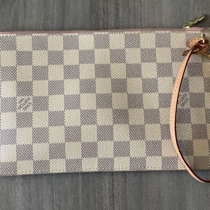 In Really Good Condition The Inside Of The Bag Is Pink Really Cute!! Louis Vuitton Wristlet, The Bag, Louis Vuitton Bags, Authentic Louis Vuitton, Louis Vuitton Bag, Limited Time, Color White, Bag Lady, Louis Vuitton